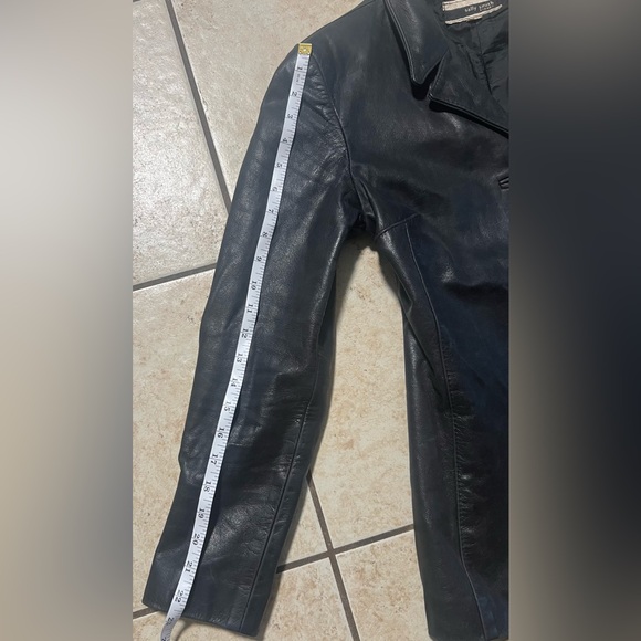 Sally Smith vintage fitted 100% High Quality Leather Black Button Up Jacket sz 4 - Picture 8 of 8